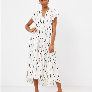LOFT brushstroke tiered midi dress